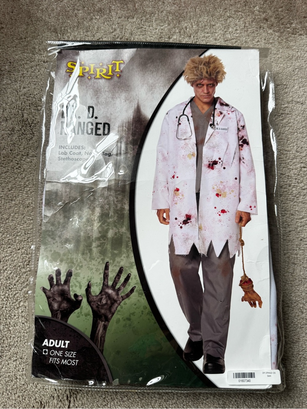 NEW Spirit Halloween White Blood-Stained Zombie Doctor Costume